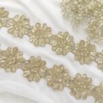 golden zari flower border
