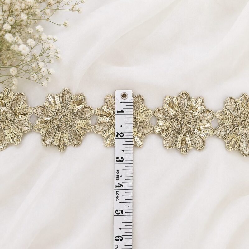 golden zari flower lace border