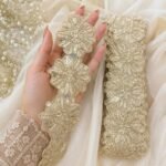 golden zari flower Lace