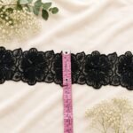 Zexira Beautiful Black Sequence Floral 3 Inch 4.5 Meter Trending Border Lace