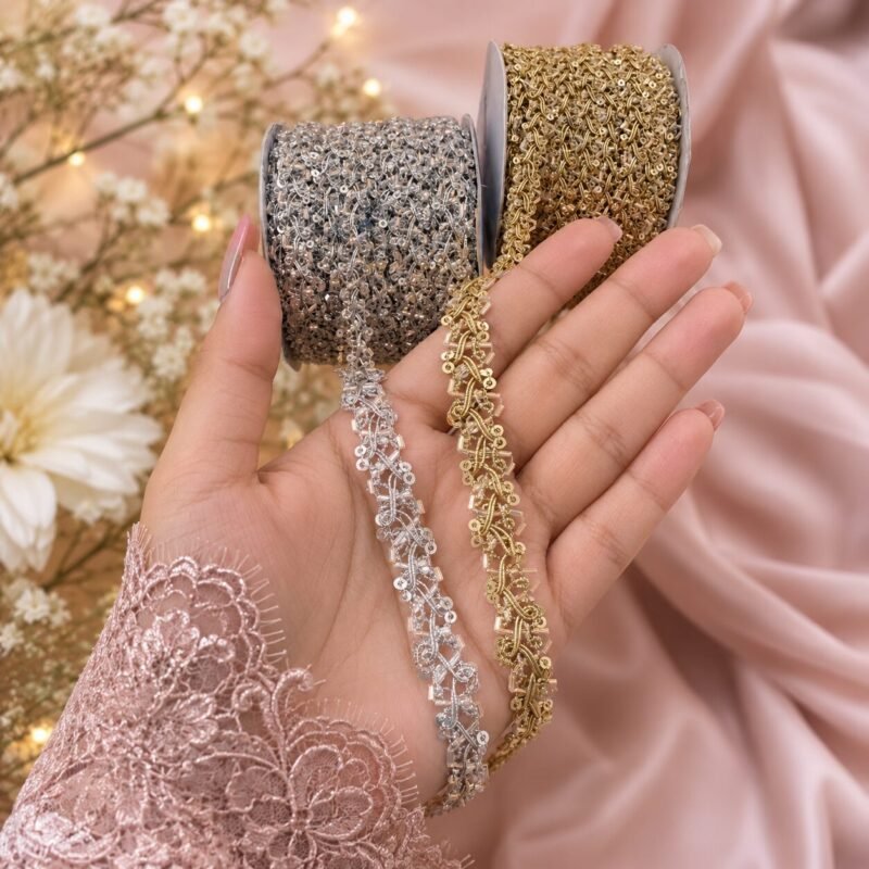 Zexira Golden & Silver Combo Kinari 36 Meter Lace