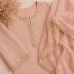 Zexira Beautiful Golden Zari Beads Work 1 Inch 8 Meter Dupatta Lace