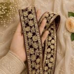 Zexira Maroon Velvet Flower 2 Inch 9 Meter Border Lace