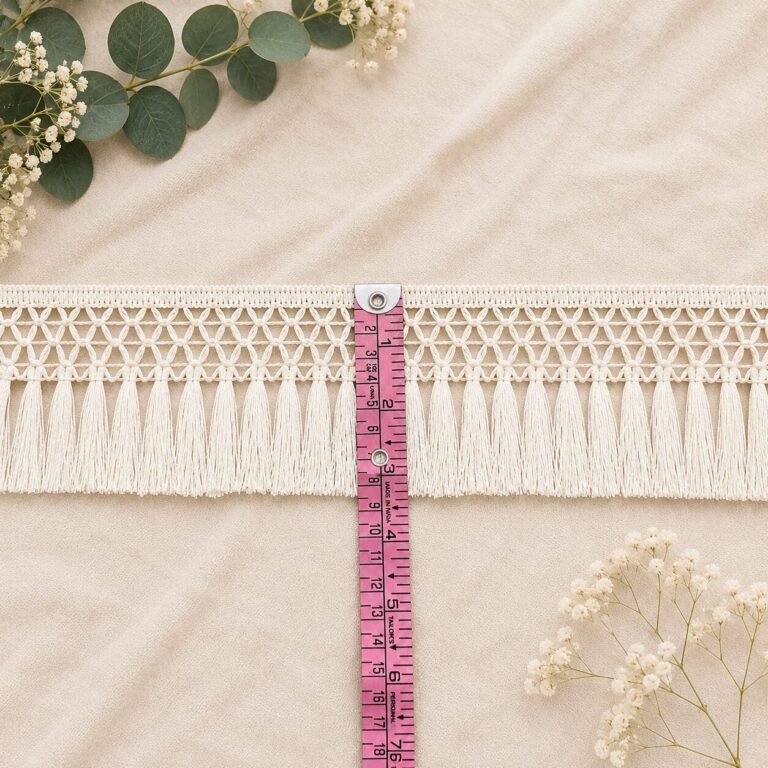 Zexira Beautiful OffWhite Cotton Tassel 3 Inch 9 Meter Border Lace