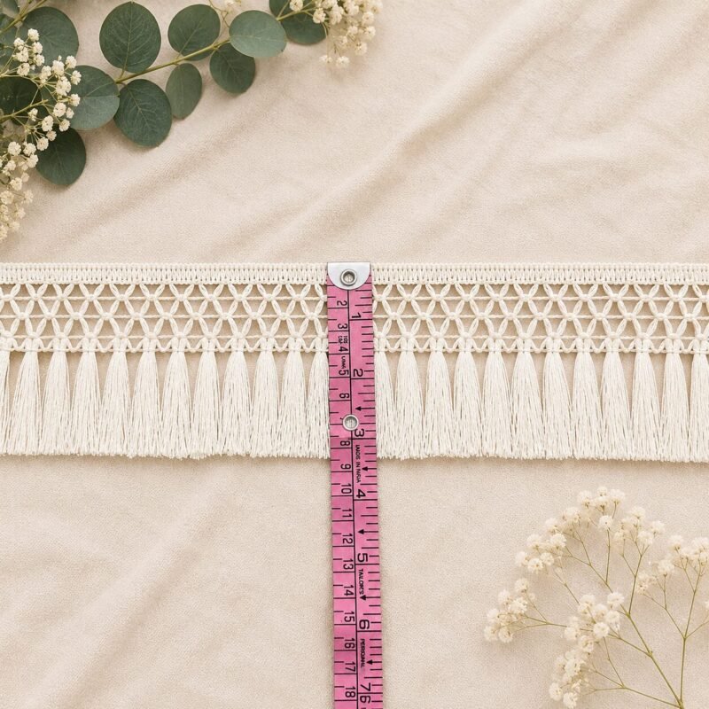 Zexira Beautiful OffWhite Cotton Tassel 3 Inch 9 Meter Border Lace
