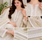 Zexira Beautiful OffWhite Cotton Tassel 3 Inch 9 Meter Border Lace