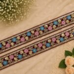 Zexira Rani Pink Velvet Flower 2 Inch 9 Meter Border Lace