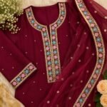 Zexira Rani Pink Velvet Flower 2 Inch 9 Meter Border Lace