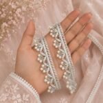 Zexira Beautiful Silver Zari Handwork Kinari 1 Inch 8 Meter Dupatta Lace
