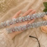 Zexira Silver Sequence Work Flower 9 Meter 1 Inch Border Lace