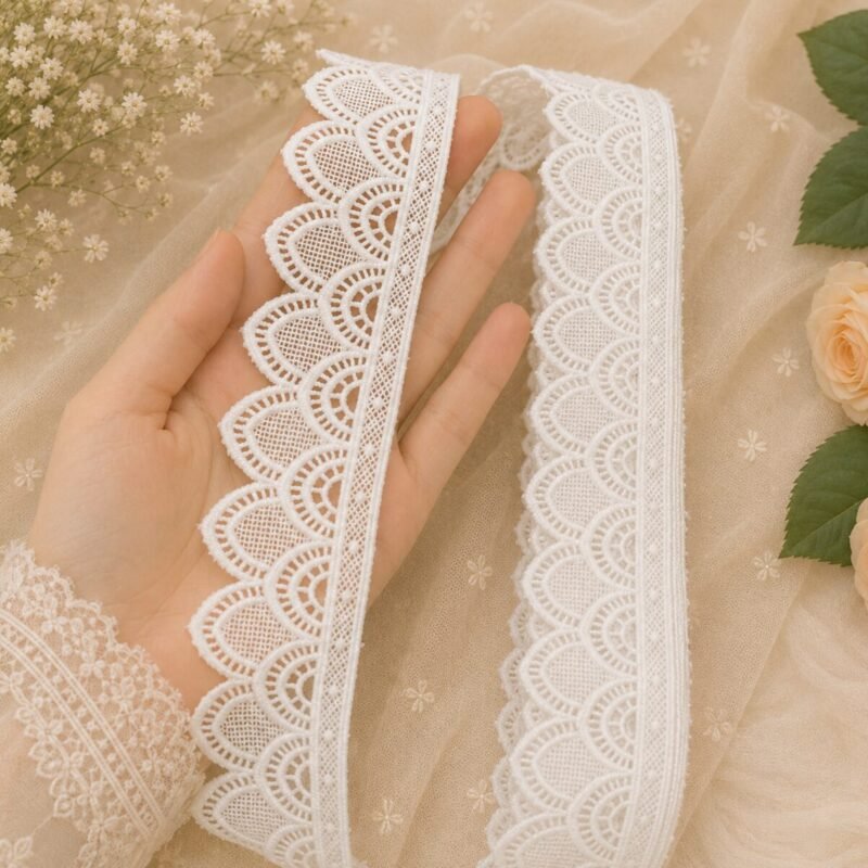 Zexira White Cotton Cut Work 10 Meter 2 Inch Border Lace