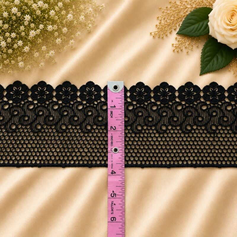 Zexira Black Cotton Gpo 3 Inch 5 Meter Border Lace