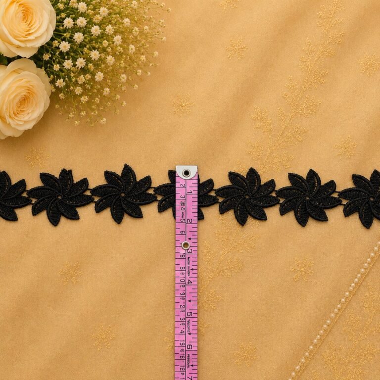 Zexira Black Cotton Big Flower 2 Inch 10 Meter Lace Border