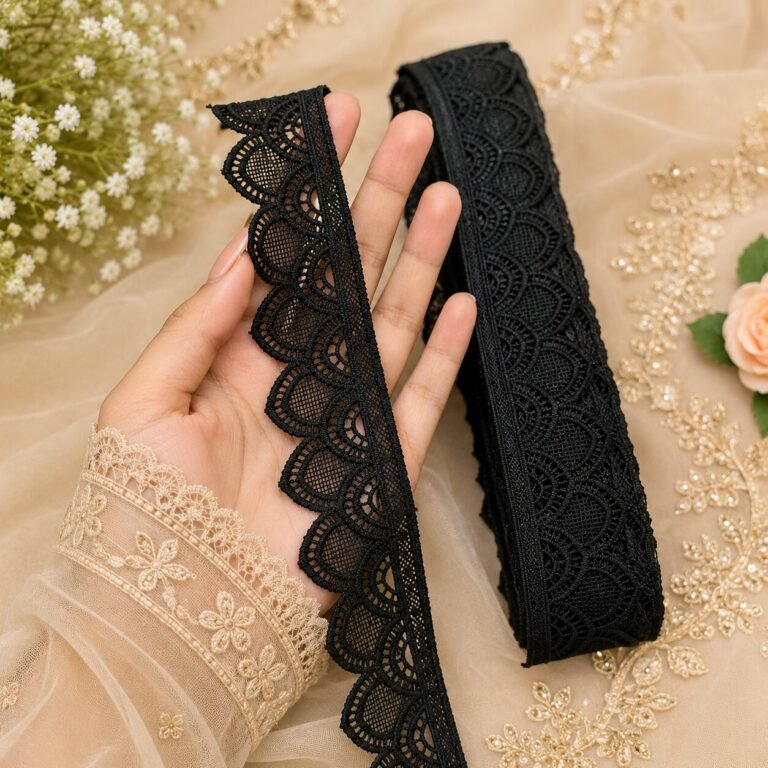 Zexira Black Cotton Cut Work 2 Inch 10 Meter Border Lace