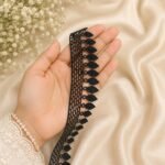 Zexira Black Cotton Leaf Design 2 Inch 10 Meter Border Lace