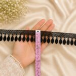 Zexira Black Cotton Leaf Design 2 Inch 10 Meter Border Lace