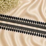 Zexira Black Cotton Leaf Design 2 Inch 10 Meter Border Lace