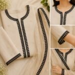 Zexira Black Cotton Leaf Design 2 Inch 10 Meter Border Lace