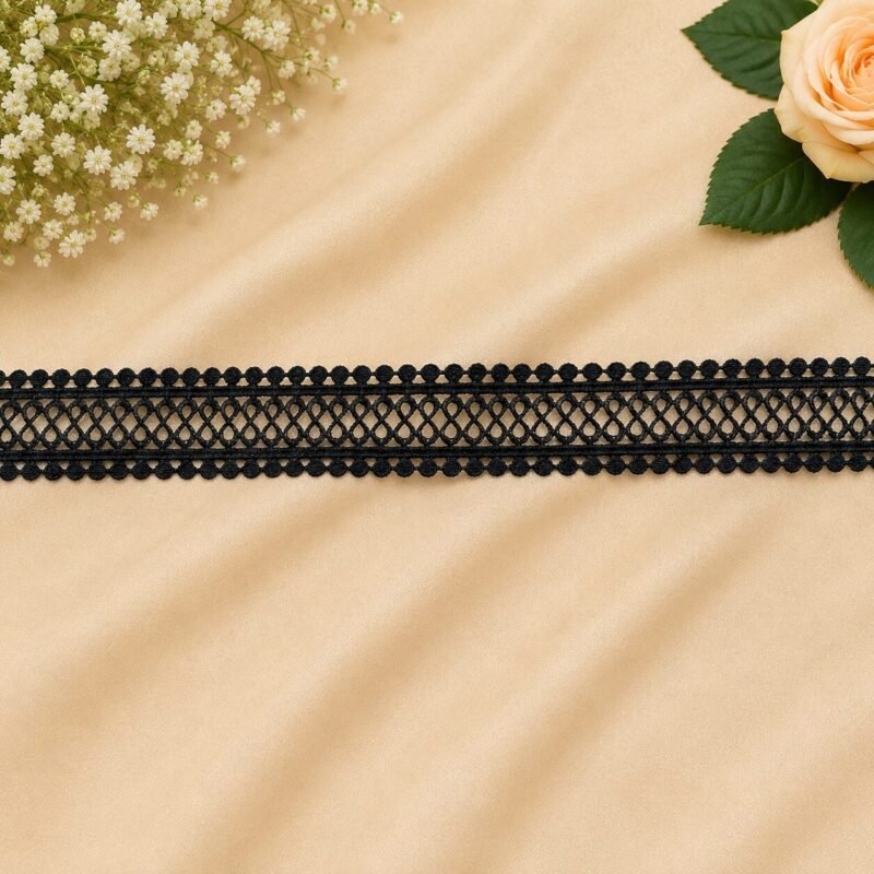 Zexira Black Cotton Jointer 2 inch 10 Meter Lace Border