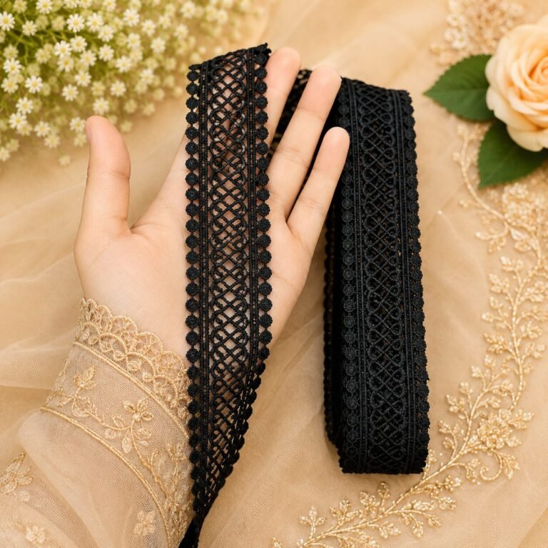 Zexira Black Cotton Jointer 2 inch 10 Meter Lace Border