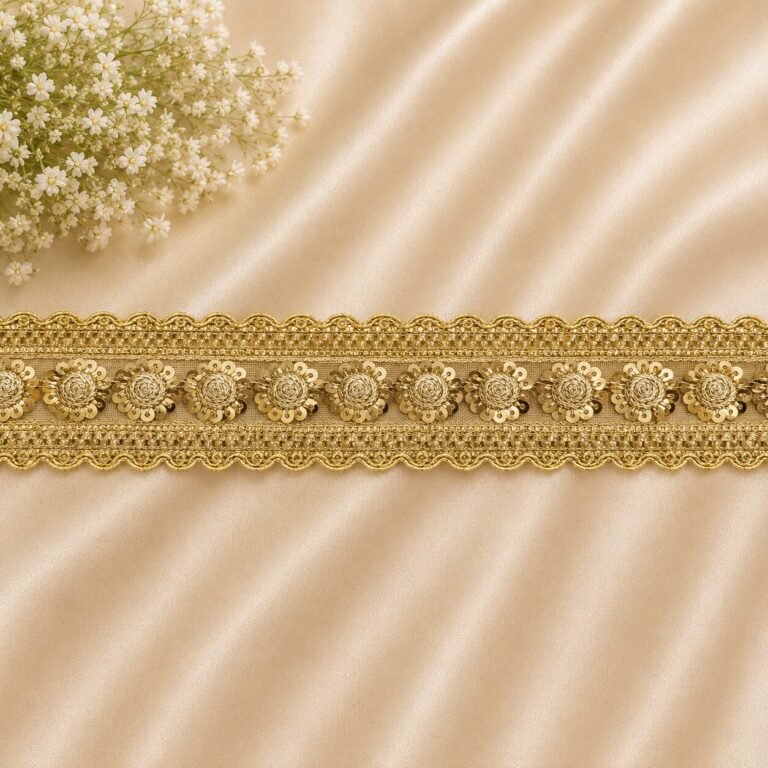 Zexira Golden Sitara Sequence 2 Inch 9 Meter Border Lace