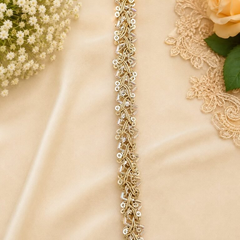 Zexira Golden Sequence Kinari 1 Inch 18 Meter Lace For Dupatta, Frowk, Saare & Craft Work
