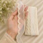 Zexira Beautiful Chiku Gold Net Organza Cutwork 1 inch 10 Meter Lace
