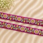 Zexira Beautiful Rani Pink Embroidery Flower 2 Inch 9 Meter Border Lace