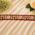 Zexira Beautiful Red Embroidery Flower 2 Inch 9 Meter Border Lace