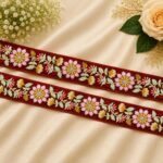 Zexira Beautiful Red Embroidery Flower 2 Inch 9 Meter Border Lace