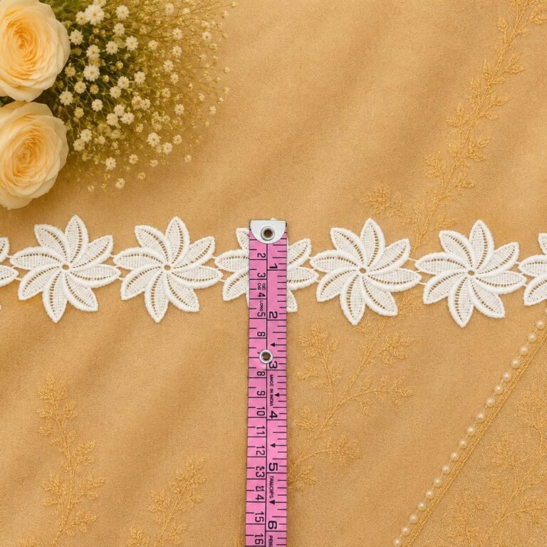 Zexira White Cotton Big Flower 2 Inch 10 Meter Lace Border
