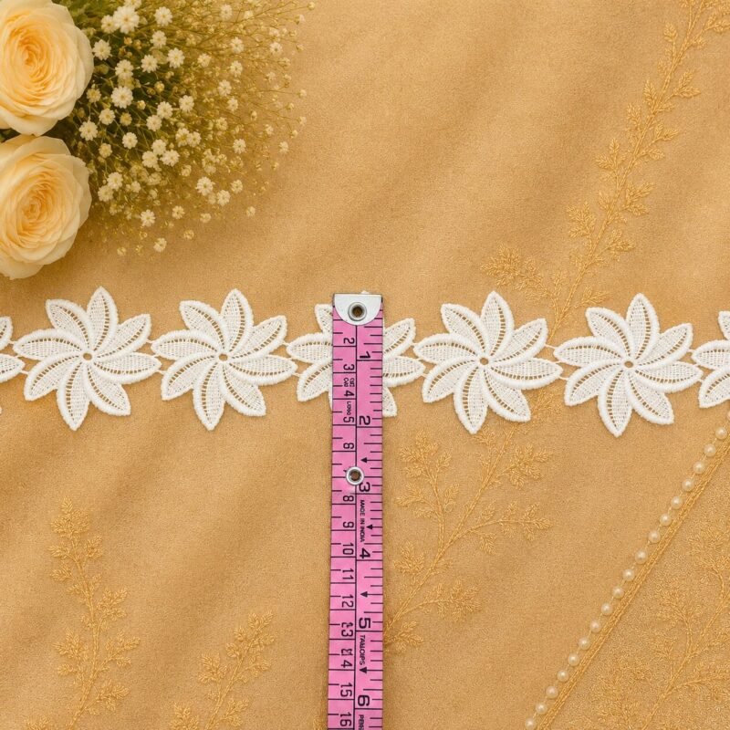 Zexira White Cotton Big Flower 2 Inch 10 Meter Lace Border