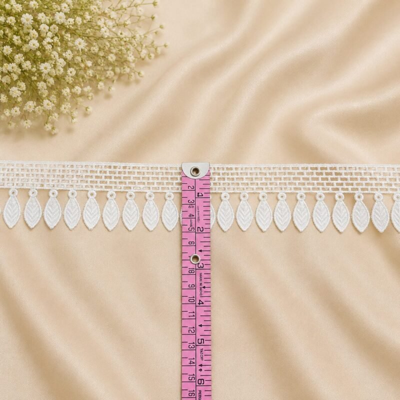 Zexira White Cotton Leaf Design 2 Inch 10 Meter Border Lace