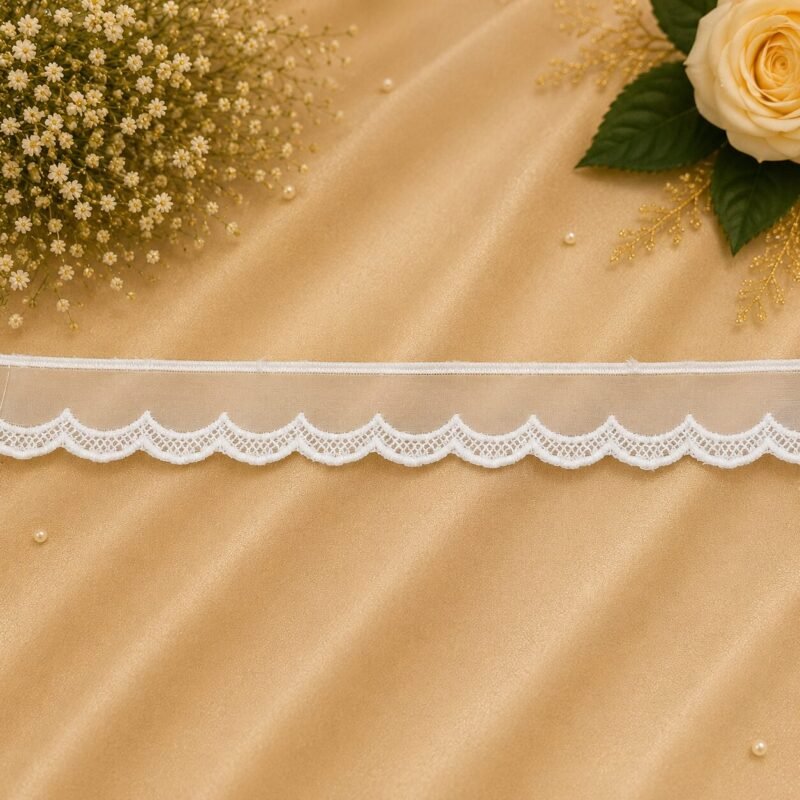 Zexira Beautiful White Net Organza Cutwork 1 inch 10 Meter Lace