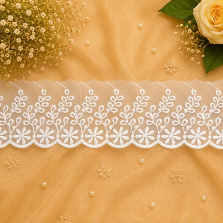 Zexira White Net Cutwork 3 Inch 10 Meter Border Lace