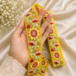 Zexira Beautiful Yellow Embroidery Flower 2 Inch 9 Meter Border Lace