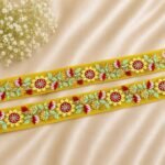 Zexira Beautiful Yellow Embroidery Flower 2 Inch 9 Meter Border Lace