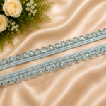 Zexira Silver Handwork Mirror 1 Inch 9 Meter Lace