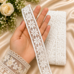 Zexira White Organza Flower Jointer 1 Inch 10 Meter Lace